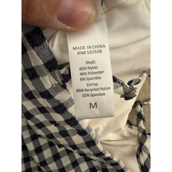 Andie Multicolor Gingham Print The Amalfi Seersucker One-Piece Swimsuit Size M - Picture 7 of 11